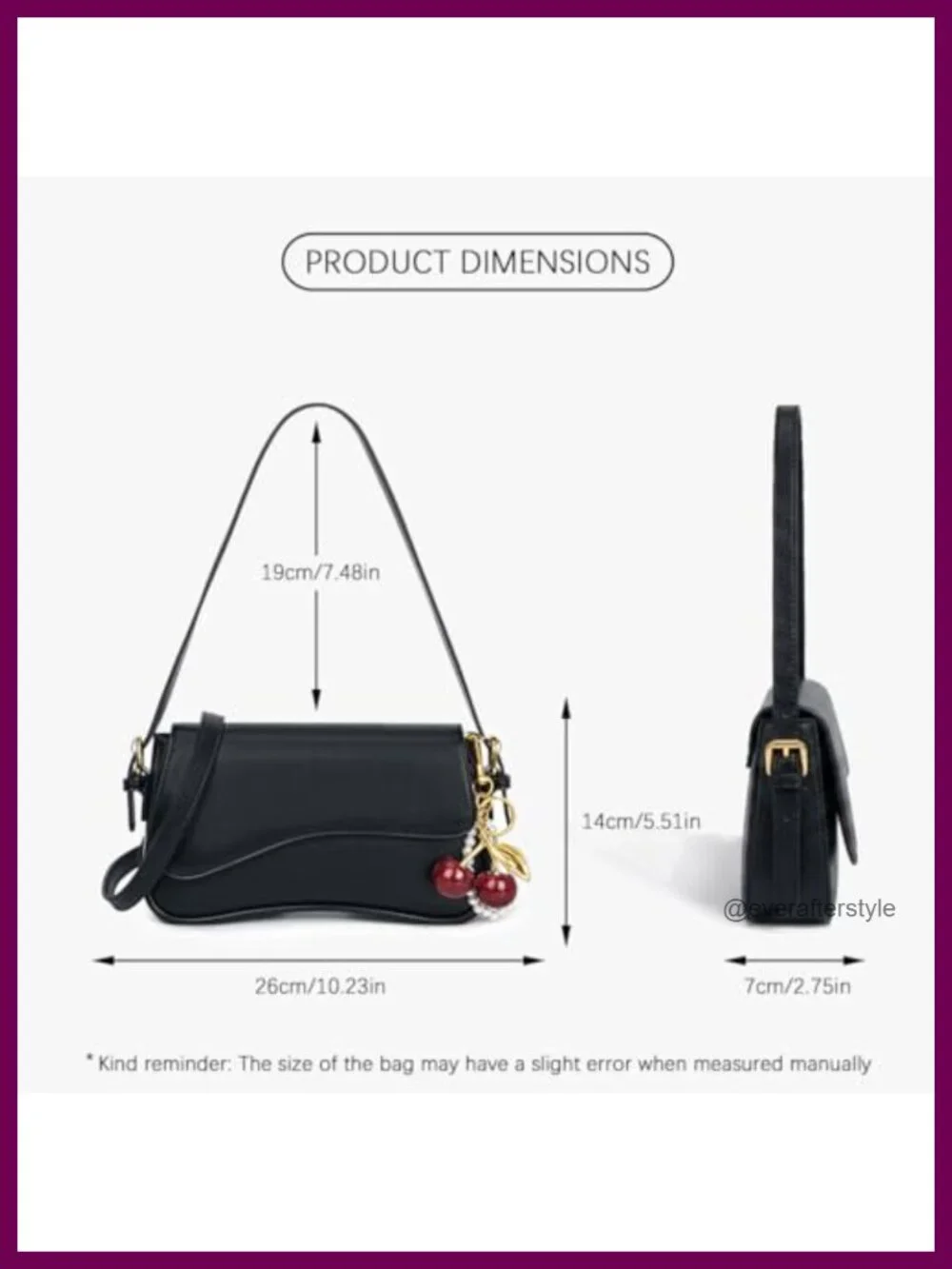 Women's Hobo Bag with Cherry Pendant Crossbody Shoulder Bag Y2K Detachable